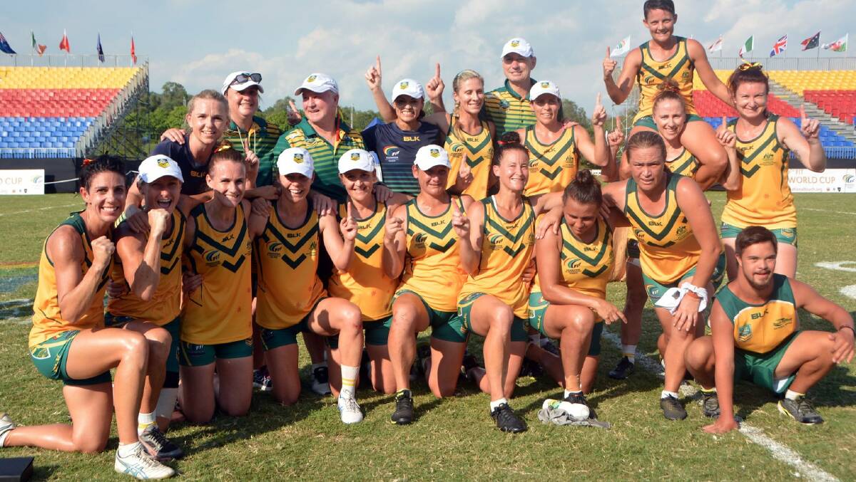 Number one: Anna Gleeson (far left) as part of the 2019 Touch Football World Cup winning team.