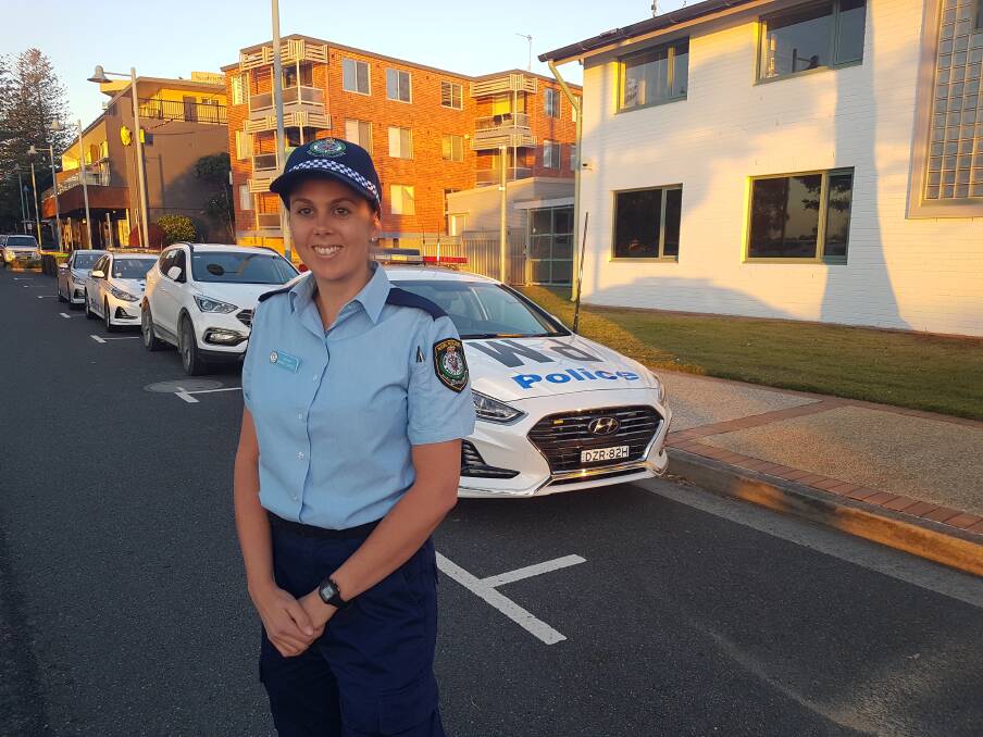 Fresh from academy: Probationary Constable Amanda Campbell in Port Macquarie.