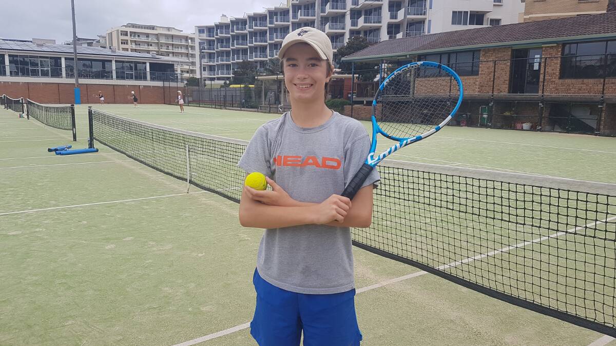 Off to Sawtell competition: Luke Tinnock, 15 at Port Macquarie Tennis Club.