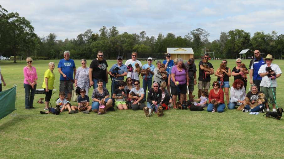 GATHERING: Members and family of the Port Macquarie Dachshund Group attending the Spring Dachion Races on October 6, 2019.