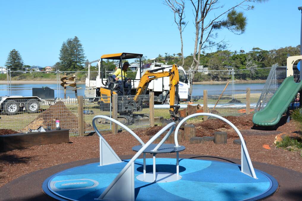 Works continue: Works begin at the playground for new shade sails.