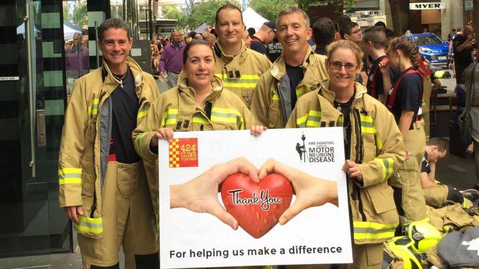 CHARITY CAUSE: Port Macquarie firefighters at the Firies Climb For Motor Neurone Disease in 2018.