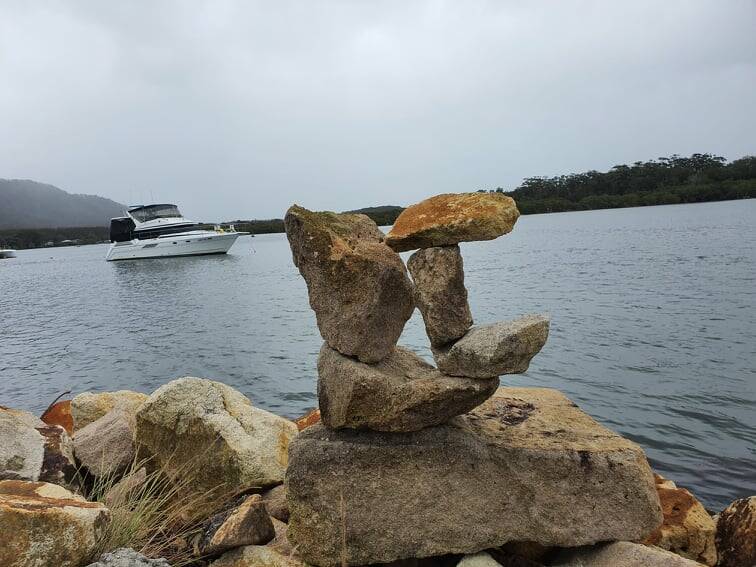 BALANCE IN ALL THINGS: Rock sculptures in Dunbogan.
