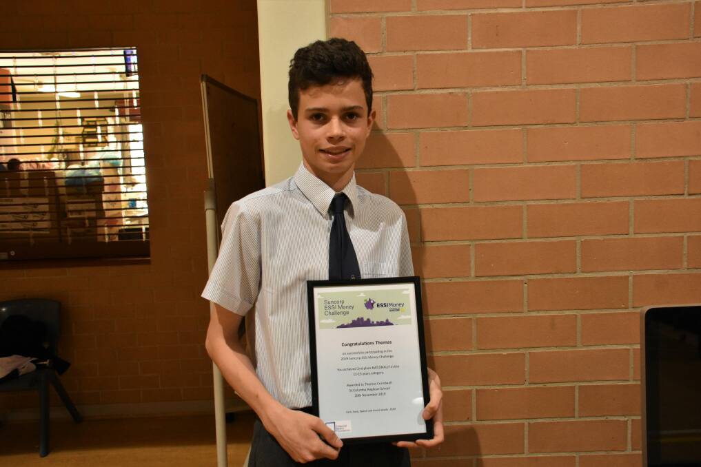 COMMERCE KID:Port Macquarie student Thomas Crundwell placed second in the Suncorp ESSI Money Challenge.