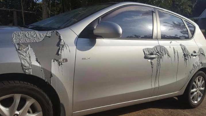 Senseless attack: A vandal continues to target cars in a malicious and ongoing attack on the residents of Calwalla Crescent, Port Macquarie in 2018.