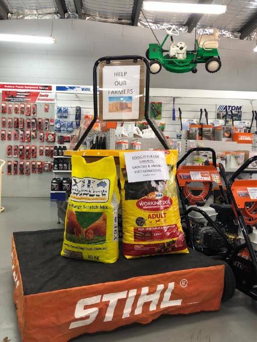 DONATIONS: A Doing It For Our Farmers collection point in Port Macquarie. Photo: Stihl Shop Port Macquarie.