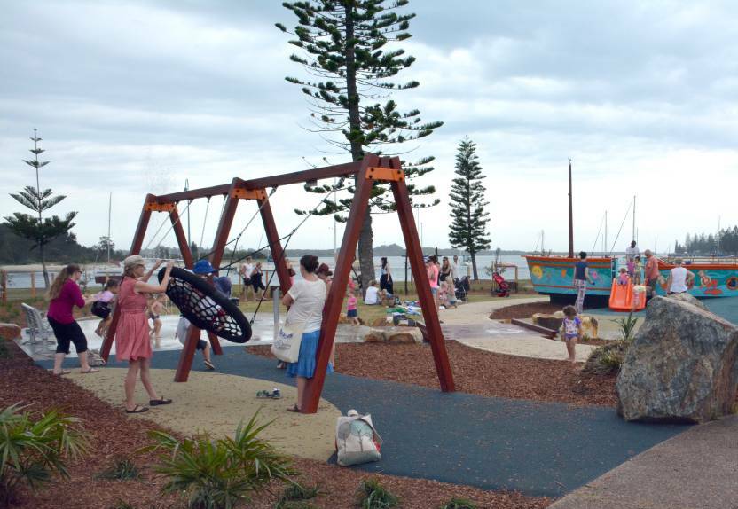 BUSY: The playground with pirate ship and slide after it was opened in 2014.