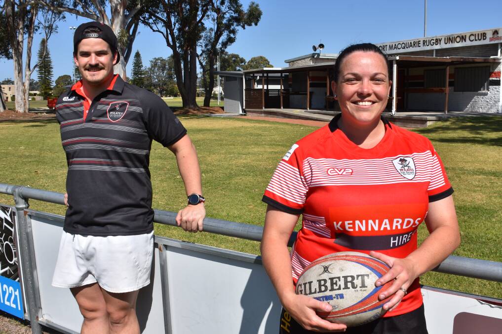 FOUR IN A ROW: Coach Thomas Harrison with Port Pirates hooker Lisa Vogel.