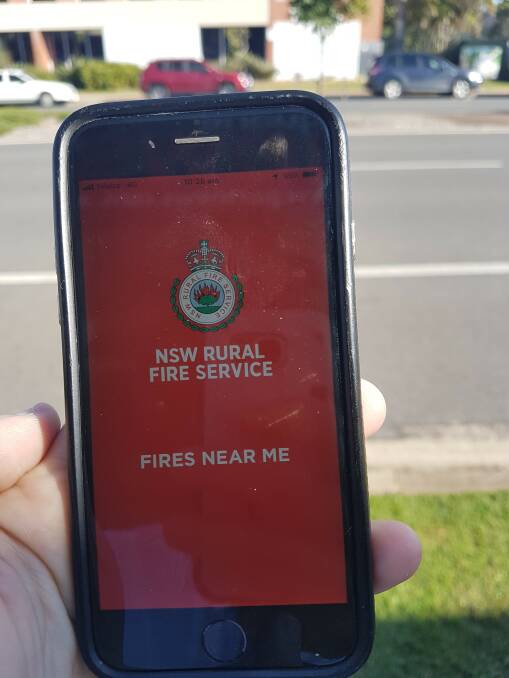 Booting up: Fires Near Me app on a mobile device in Port Macquarie.
