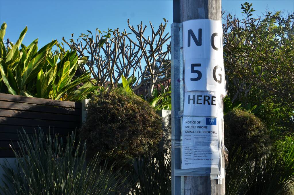 The power pole on residential Flynn Street where Telstra wants to install 5G small cell antennas. Photo: Ruby Pascoe