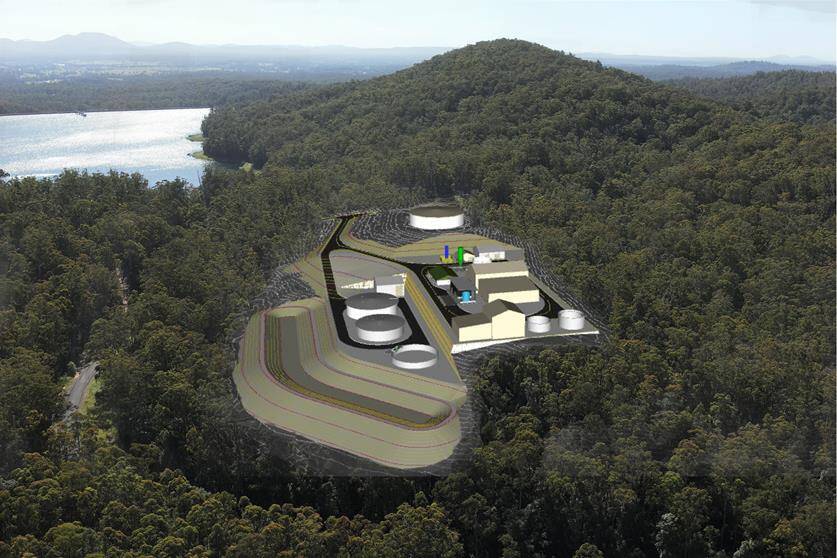 A 3D render of the new Cowarra Water Treatment Plant at the back of Cowarra Dam. Picture supplied