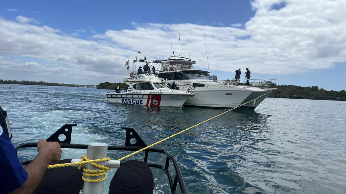 Marine Rescue Port Macquarie were involved in rescuing a 52ft, 40-tonne Catamaran, off Laurieton on October 19. Picture supplied