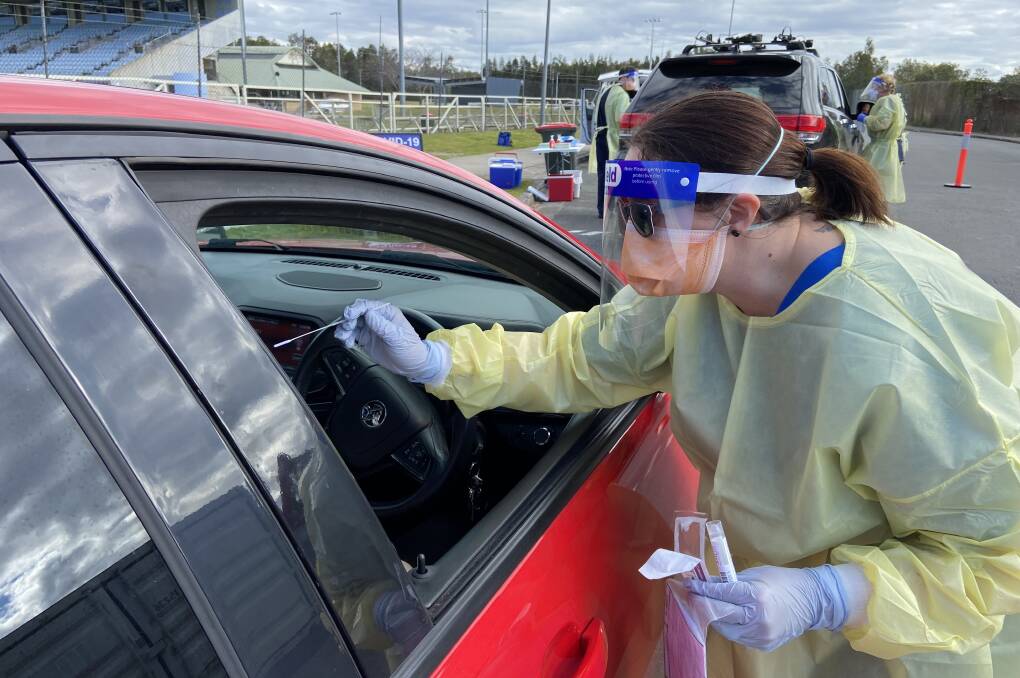 Jade Douglas at work at the new drive-through testing clinic.