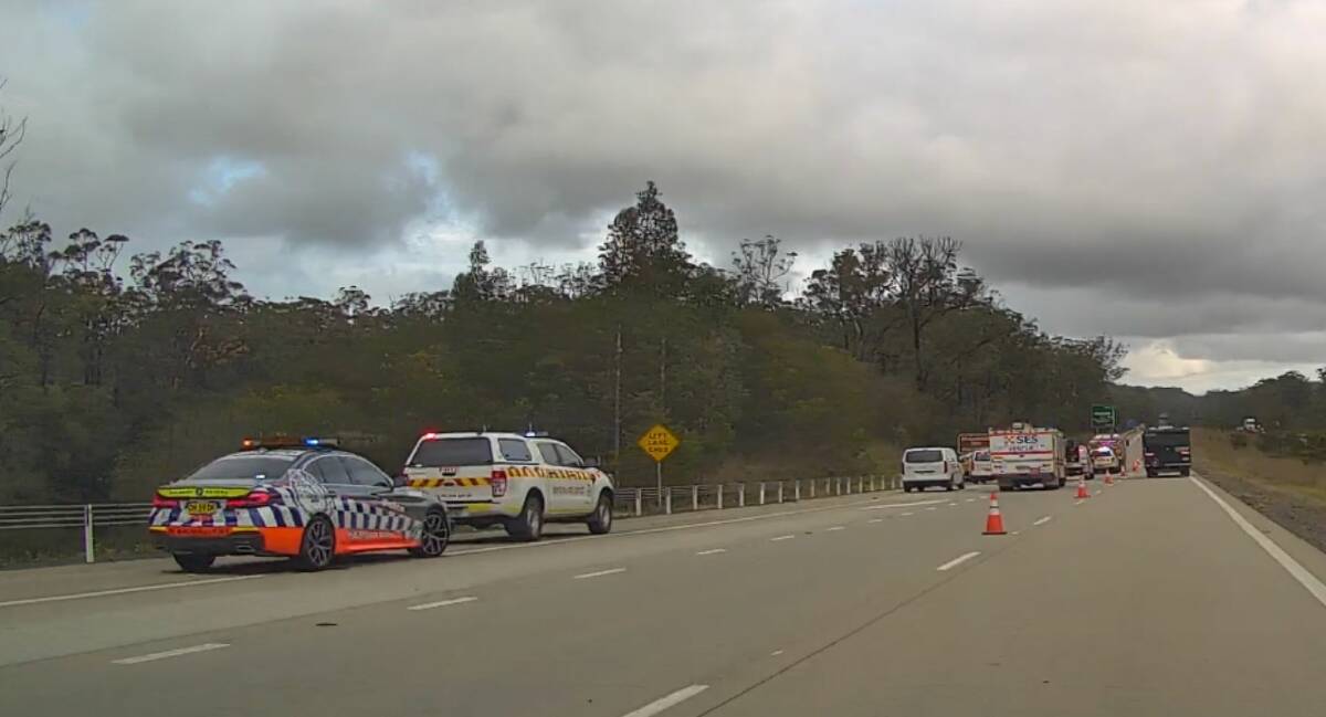 Emergency services on the scene of the crash near Port Macquarie