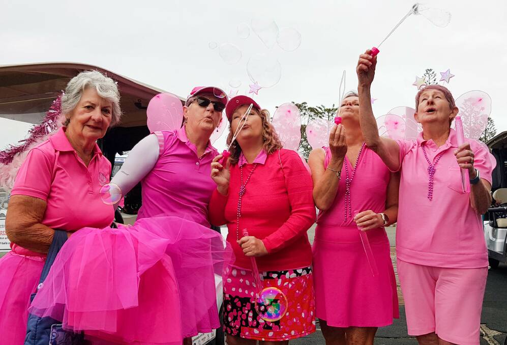Port Macquaries Dot Ball with Taree visitors Judy Hope, Donna Warren, Sue Pitman and Shirley Maurer. The Taree team took out Best Dressed award. Picture supplied