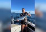 Tara Rowe with a spotted mackerel she caught this week in Plomer Bay. Picture, supplied