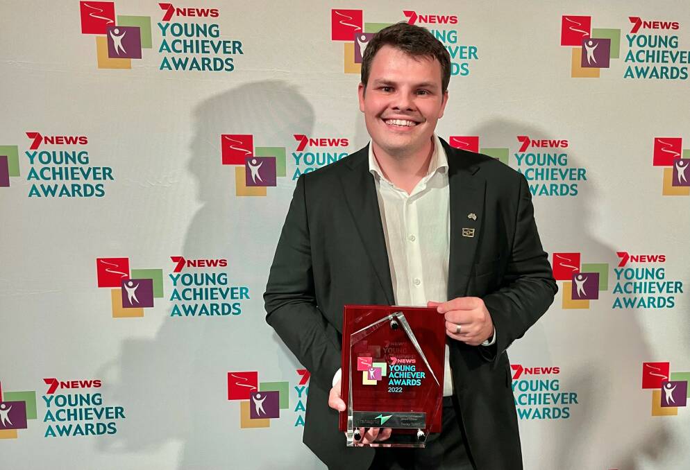 Founder of DeadlyScience Corey Tutt wins Transgrid Indigenous Achievement Award. Photo: Supplied