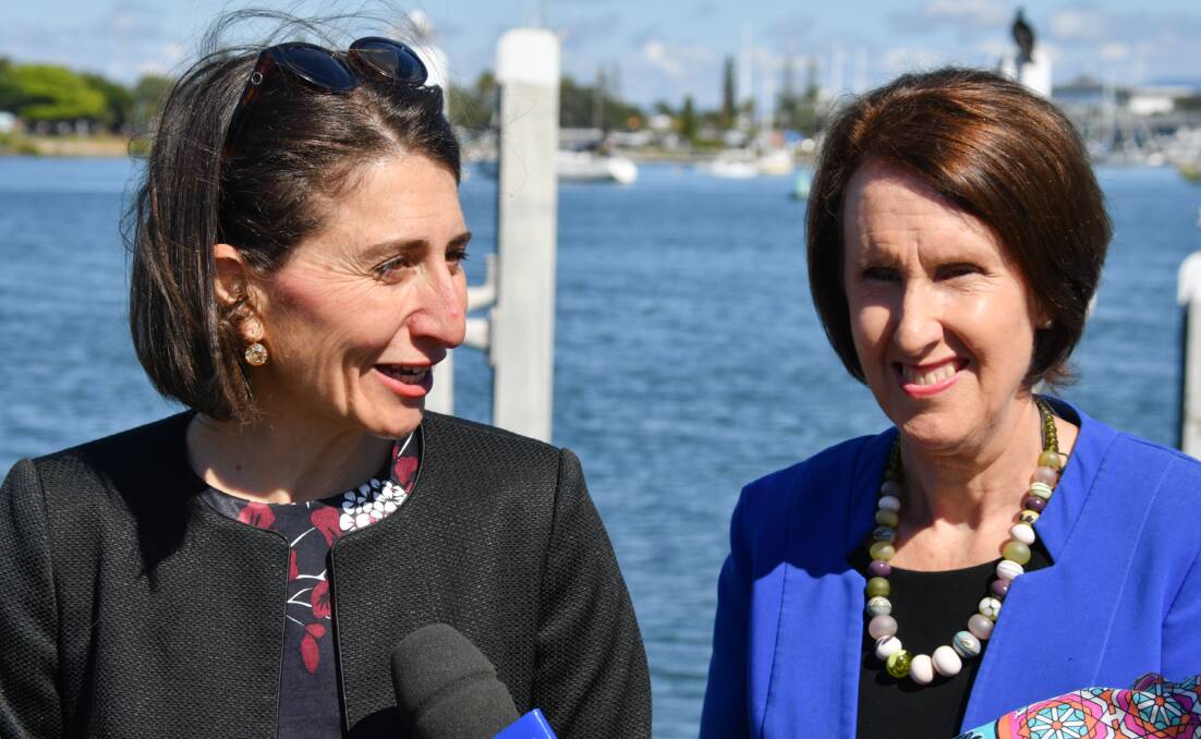 Funding boost: NSW Premier Gladys Berejiklian and Port Maquarie MP Leslie Williams outline the fishermen's wharf project.