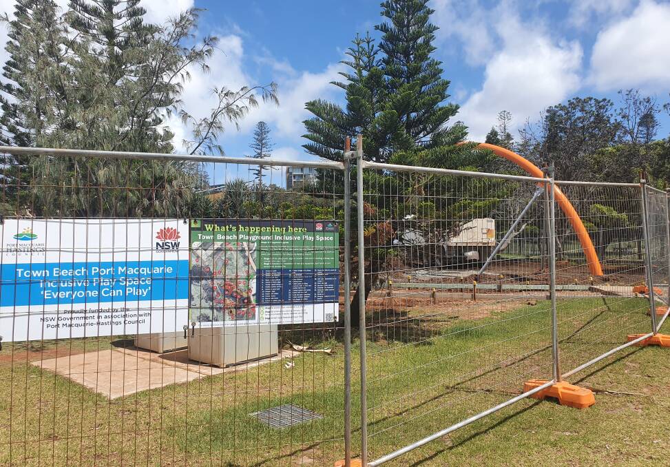 Work in progress: Fencing is in place during the construction of the Town Beach playground upgrade's next stage.