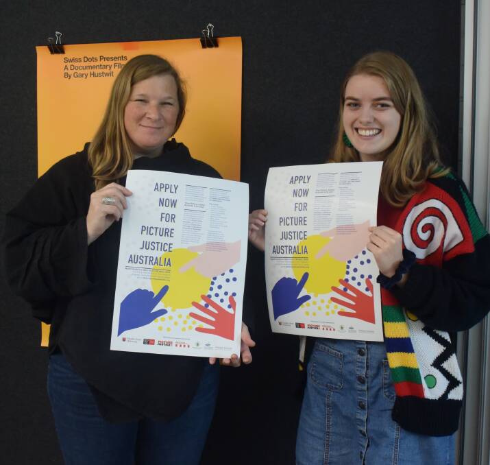 Exciting opportunity: CSU lecturer in design Willhemina Wahlin and CSU Bachelor of Creative Industries student Beatrice Firth promote the Picture Justice Australia program.