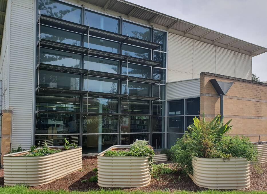 Community facility: Port Macquarie Library's community garden is temporarily closed amid level four water restrictions.