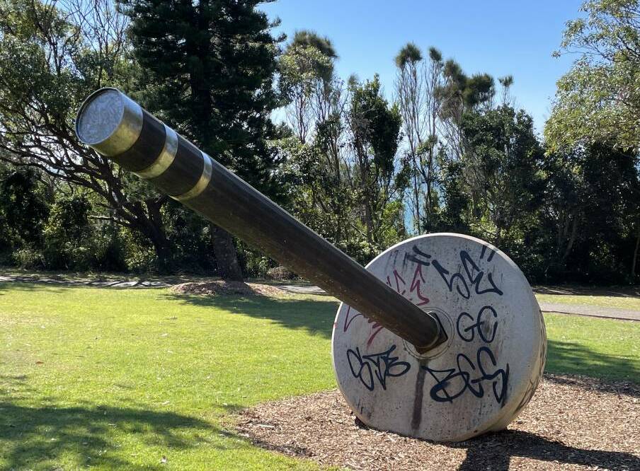 A sculpture at Windmill Hill was the target of graffiti in 2021.