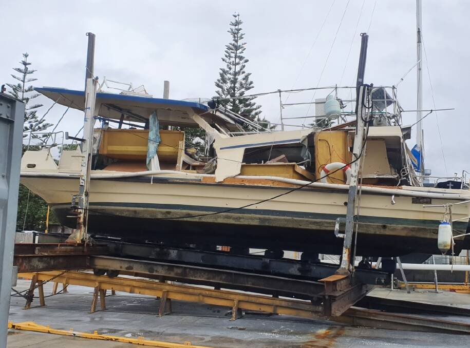 Aftermath: The houseboat was extensively damaged in the explosion on June 30. Photo: Stephen King