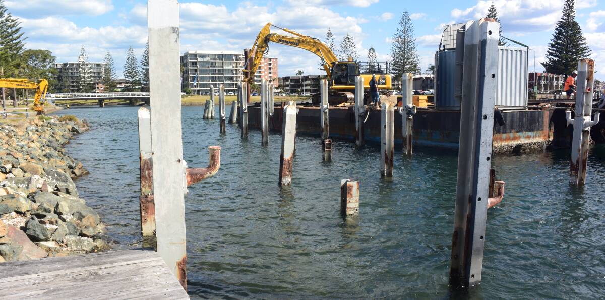 A construction zone has been established for the commercial wharf project.