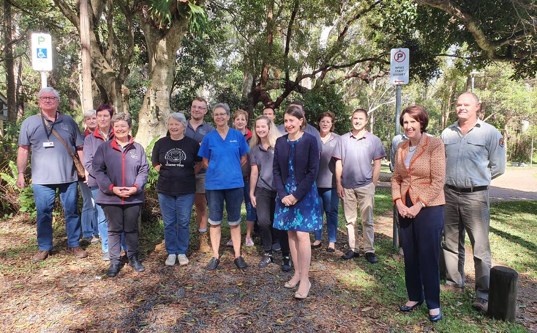 Strong team: NSW Premier Gladys Berejiklian and Port Macquarie MP Leslie Williams meet with Port Macquarie Koala Hospital team members as well as a NPWS representative.