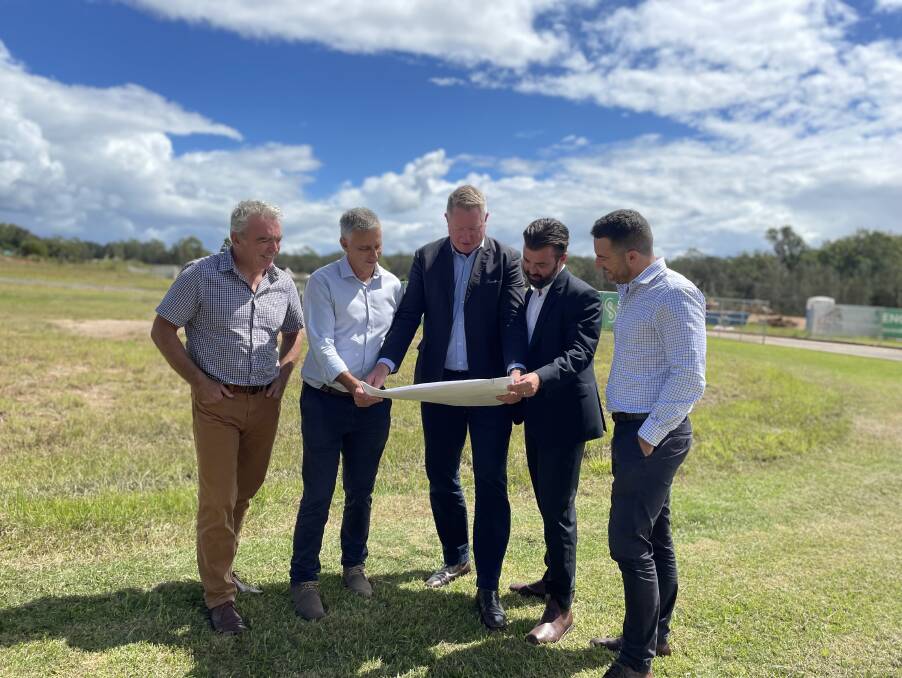 Port Data Centre chief executive officer Garry King, Port Macquarie Chamber of Commerce board member Michael Mowle and Michael Long, Matthew McCarron and Matt Hills from Lewis Land Group talk about the business and technology park.