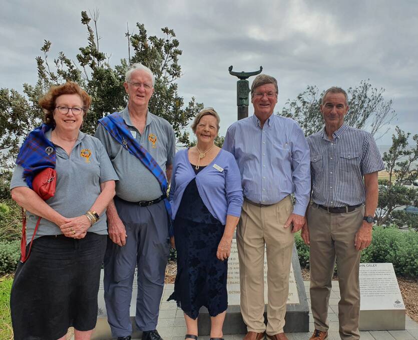 Memorable moment: Elliot Clan Society in Australia representatives Judy Hodgkinson and John Hodgkinson, deputy mayor Lisa Intemann and Alban Elliot's grandsons Peter Thomson and Ian Thomson reflect on the significance of the new plaques.
