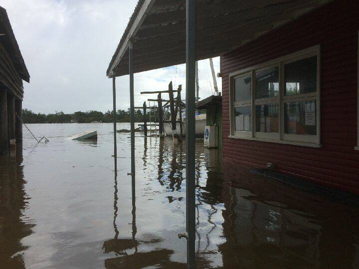 A view looking to the flooded Hastings River from the Hibbard Slipway and Boatbuilding Yard. Photo: Neville Cooke