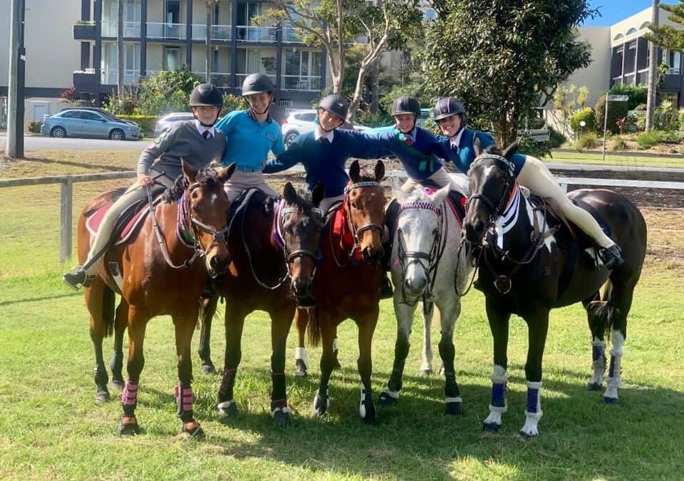 Camaraderie: Paton Simpson, Nicola Abi-Saab, Hannah Abi-Saab, Rori Graham and Tamika Roach at an inter-club competition. Photo: Port Macquarie Pony Club