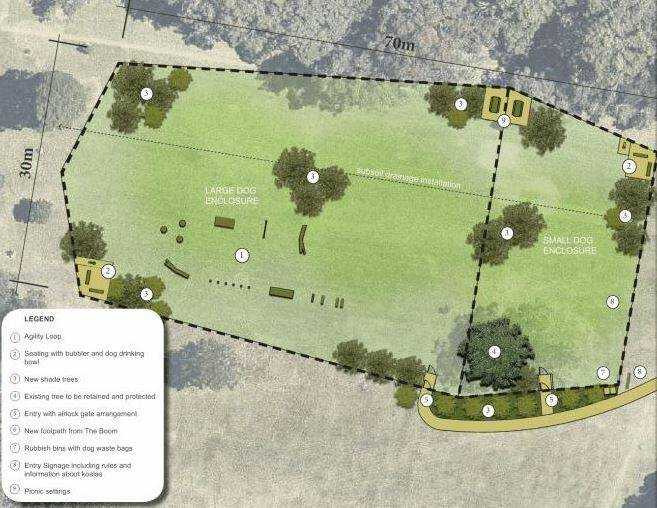 The Boom Reserve off-leash dog park concept plan. Source: Port Macquarie-Hastings Council