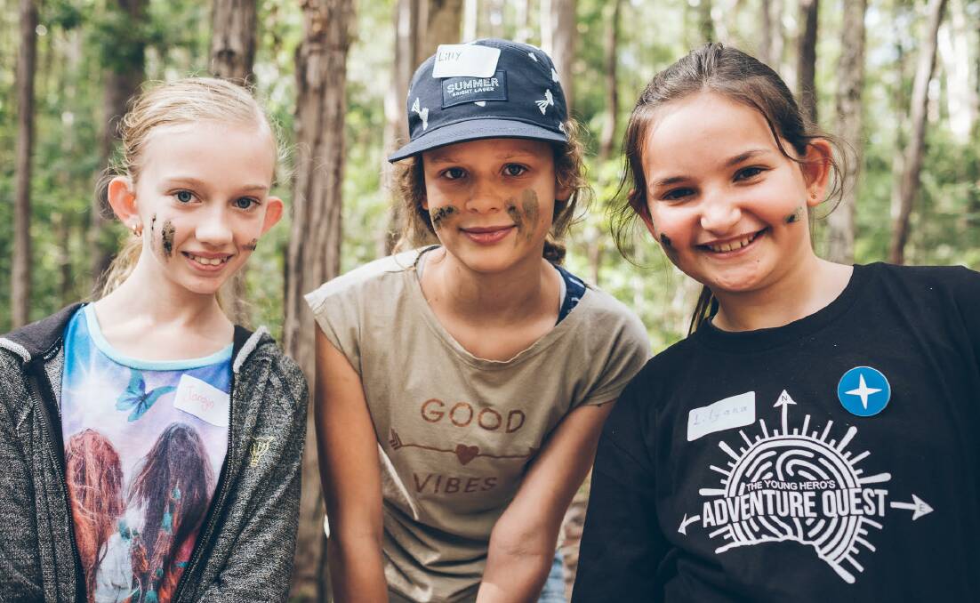 Natural learning context: Jordyn Davies, Lily McCloskey and Lilyana Lord take part in the alternate education program, Adventure Quest. Photo: Kaidee McKerrow 