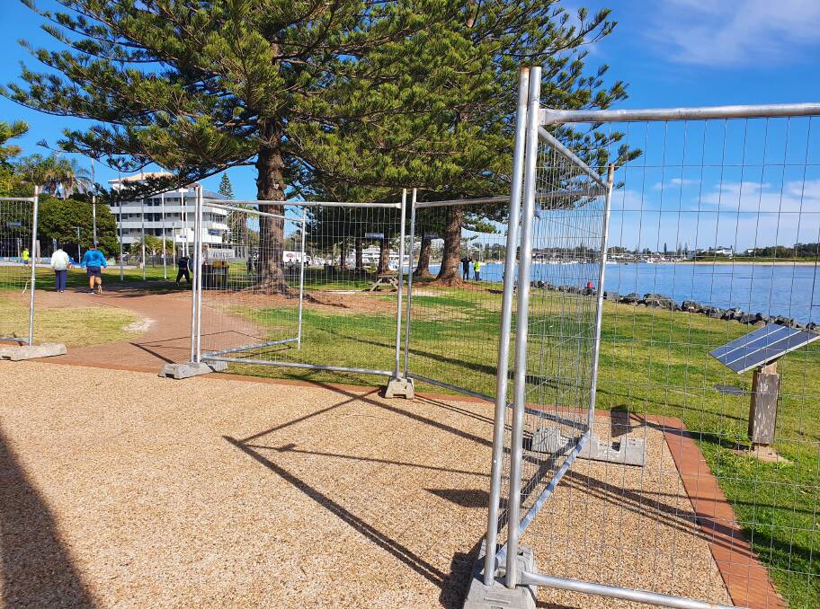 Ready to go: The fence is up for the Town Green west stage one upgrade.