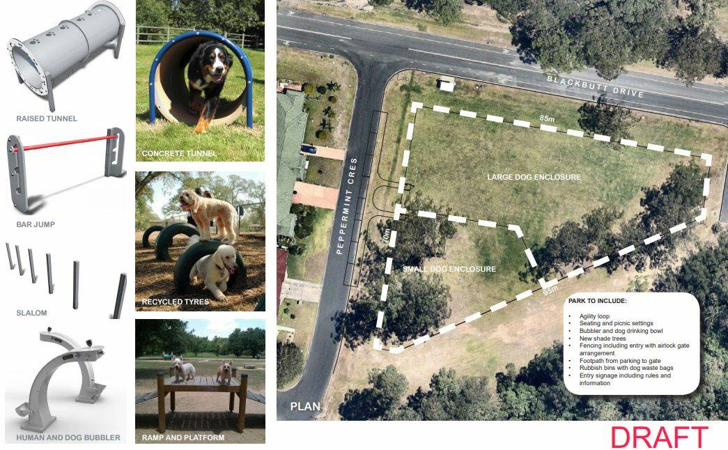 An off-leash dog park is proposed at Wauchope's Blackbutt Park. Image: Port Macquarie-Hastings Council