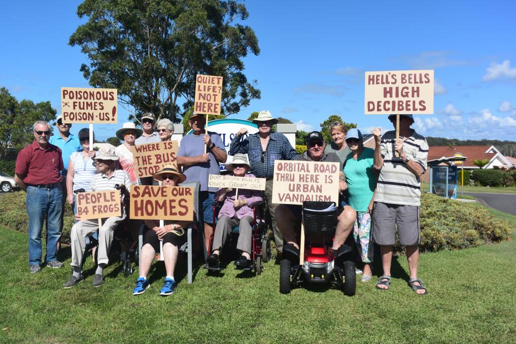 Worried: Dahlsford Grove Lifestyle Village residents send a strong message to the council about the proposed orbital road.
