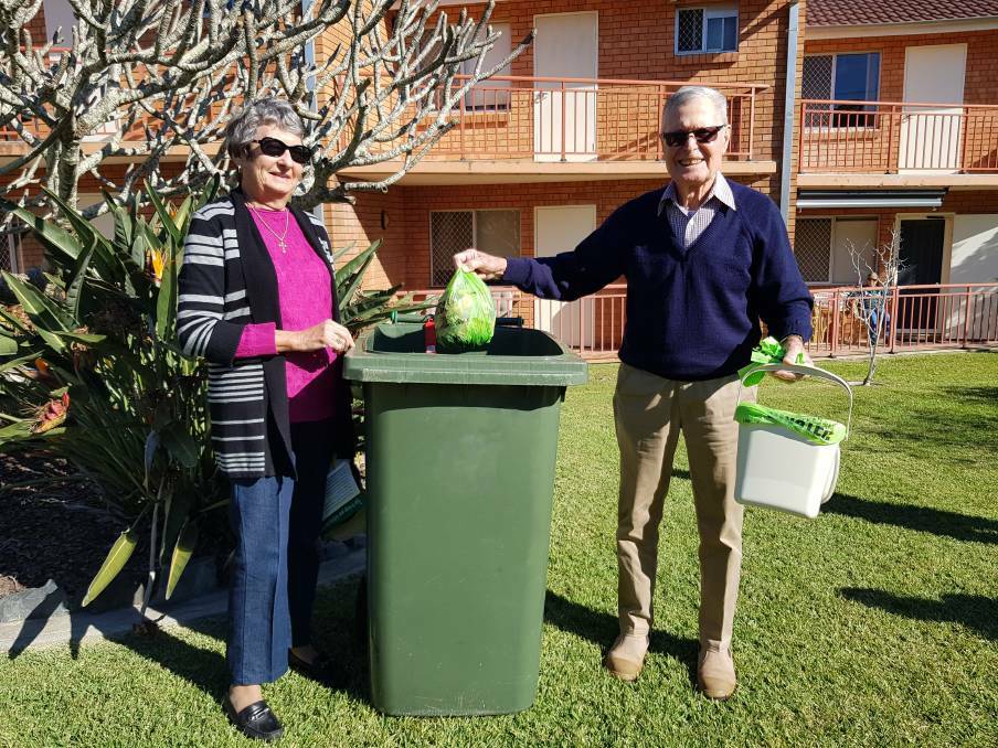 Supporters: Margaret Jones and her husband Paul urge other multi-unit dwelling residents to get behind the green bin program.
