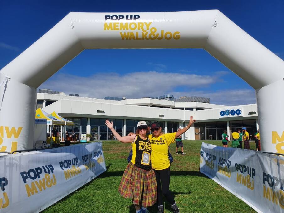 Raising awareness and funds: Robyn Cooper and Nikki Bawden take part in the Port Macquarie Memory Walk and Jog.
