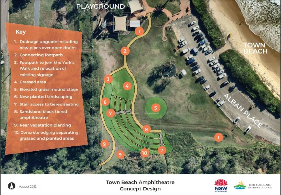 The community is encouraged to provide feedback about the amphitheatre concept design. Picture by Port Macquarie-Hastings Council