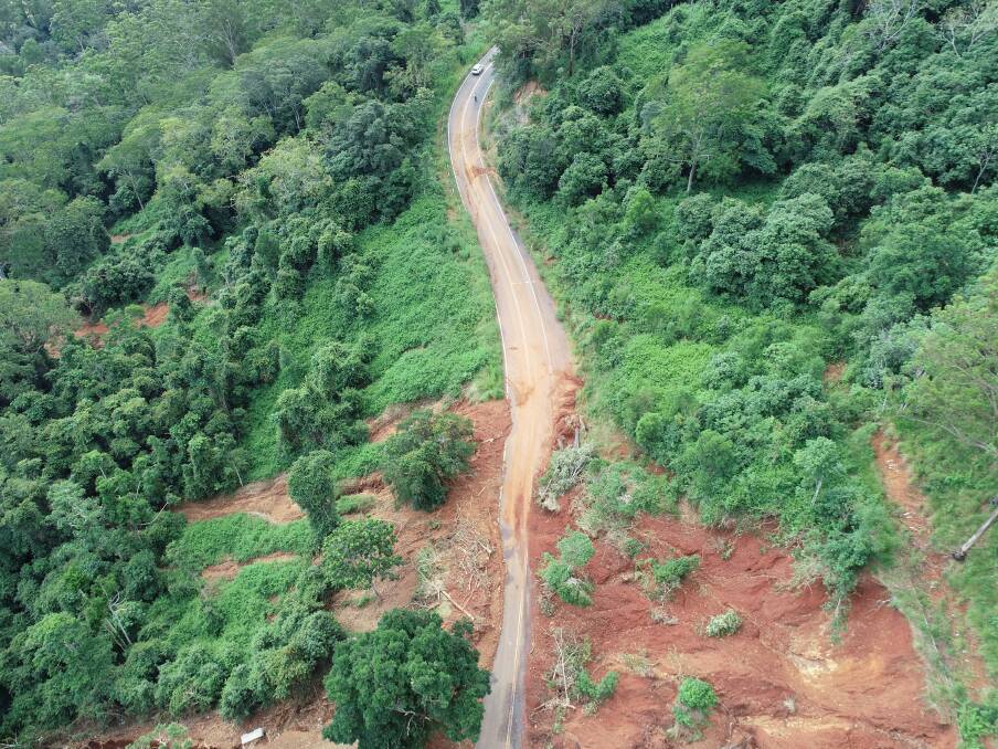 Landslide damage at another section of Comboyne Road. Photo: Port Macquarie-Hastings Council