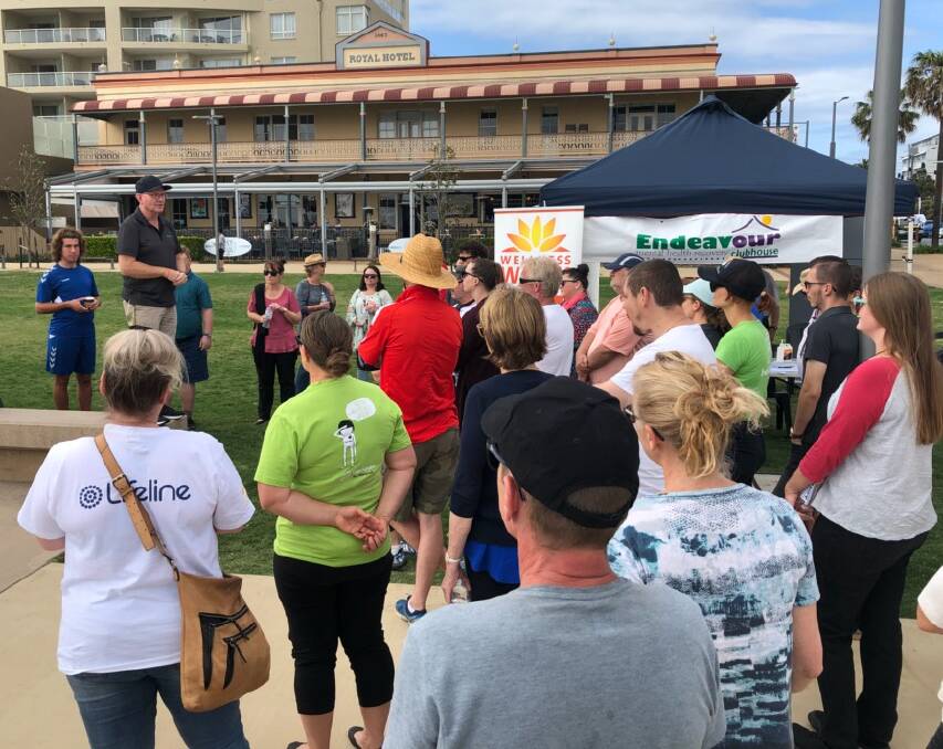 Raising awareness: Endeavour Mental Health Recovery Clubhouse chief executive officer Rob Moorehead addresses the crowd at the last Wellness Walk.