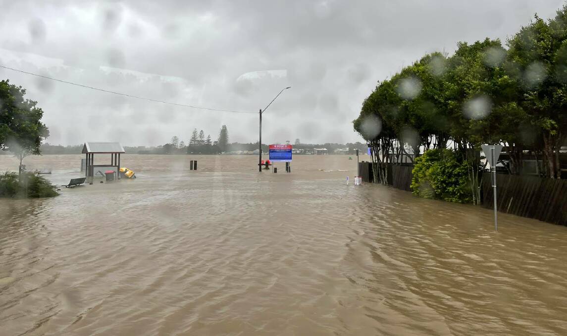 The floodwater rises on the North Shore. Photo: North Shore Rural Fire Brigade