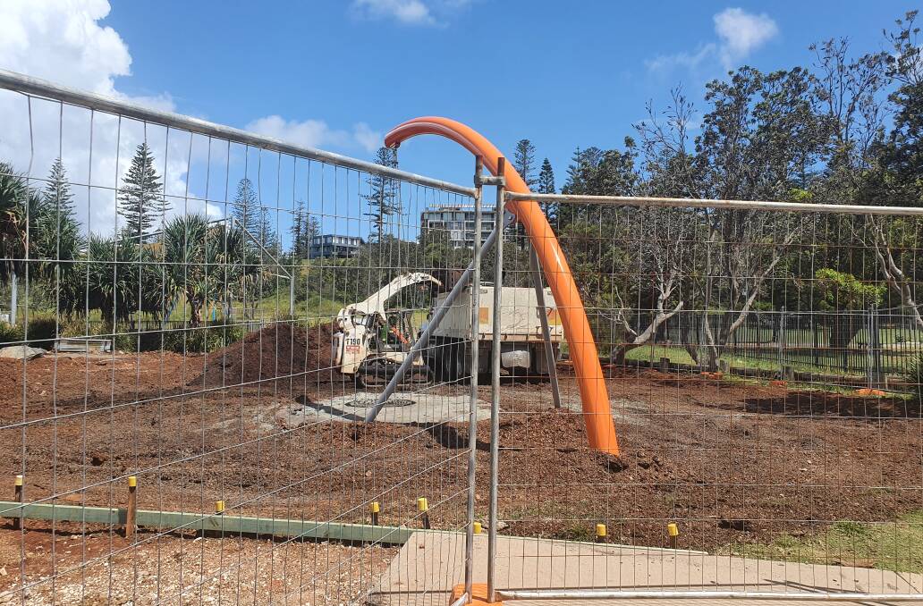 Heavy machinery is on-site at the Town Beach playground.