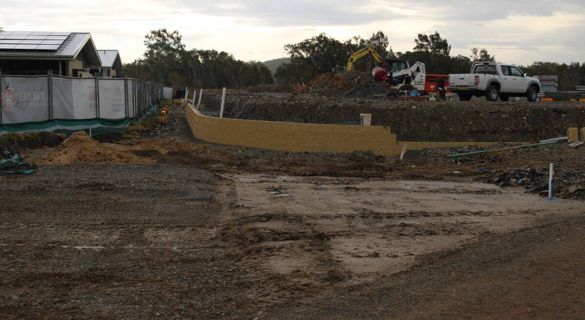 The retaining walls under construction as part of the project. Picture, St Agnes' Catholic Parish