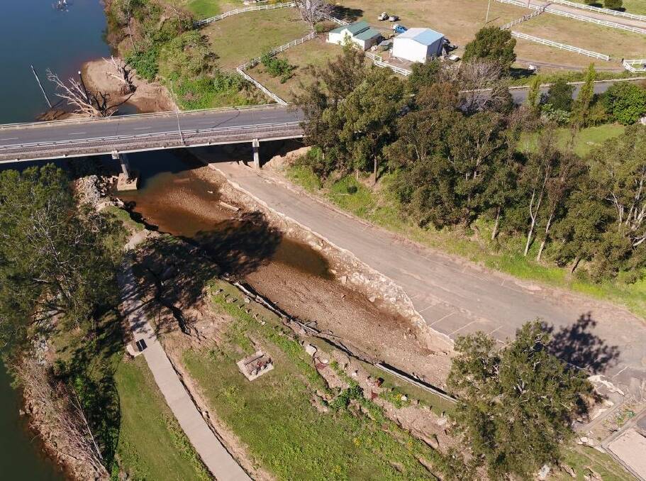 Force of the flood: Rocks Ferry Reserve at Wauchope was significantly damaged in the March flood. Photo: Port Macquarie-Hastings Council