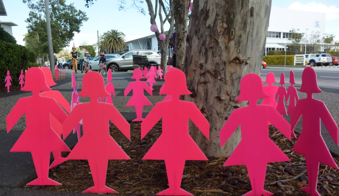  Pink silhouettes on display outside Port Macquarie Library.