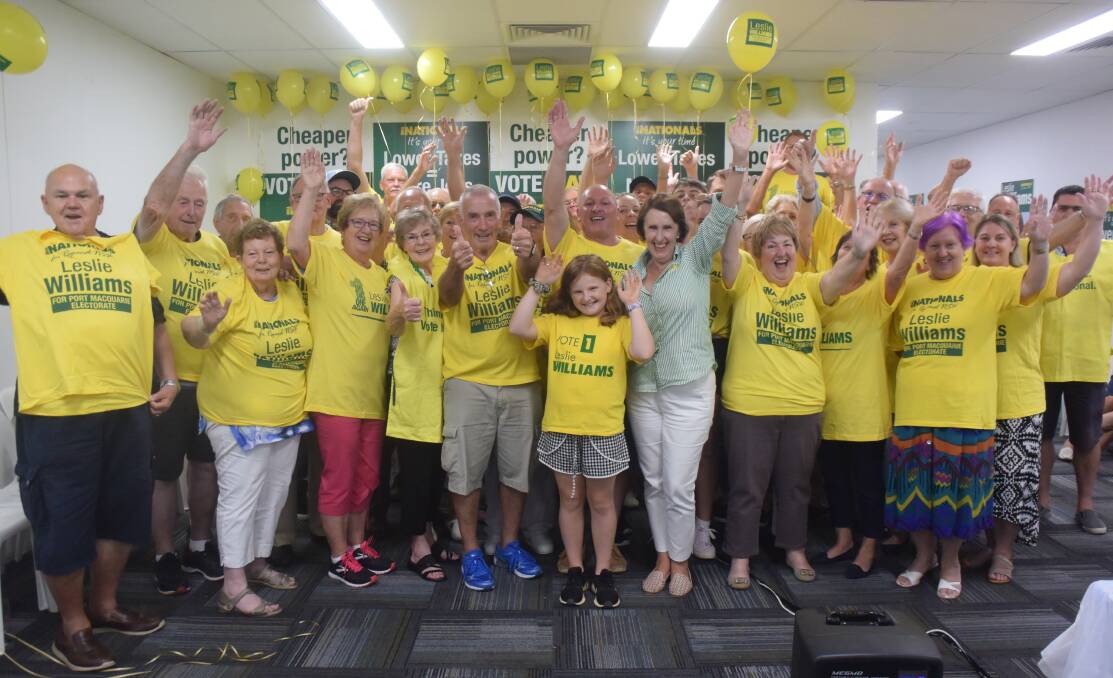 Winner: Leslie Williams and her supporters celebrate the election result.