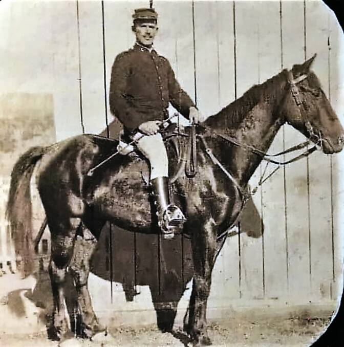 Constable Walter Bond, pictured with his horse Tim, was Comboyne's first police officer. Photo: Supplied by the Bond family
